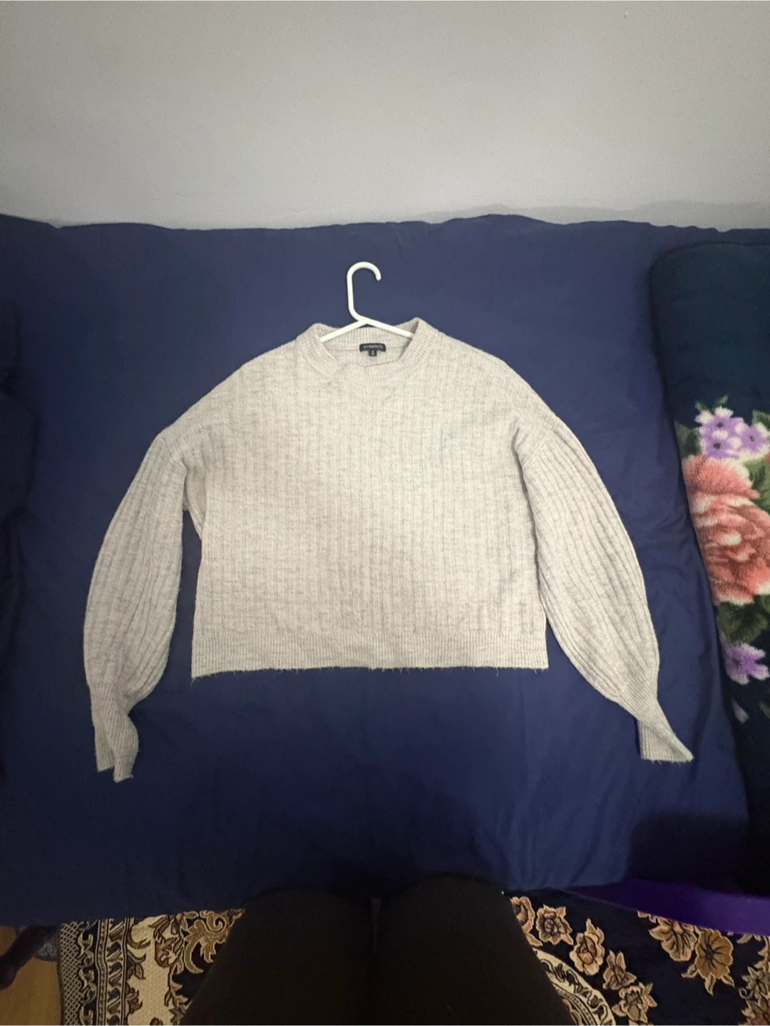 Dynamite Grey Ribbed Knit Sweater - Size M - photo 2