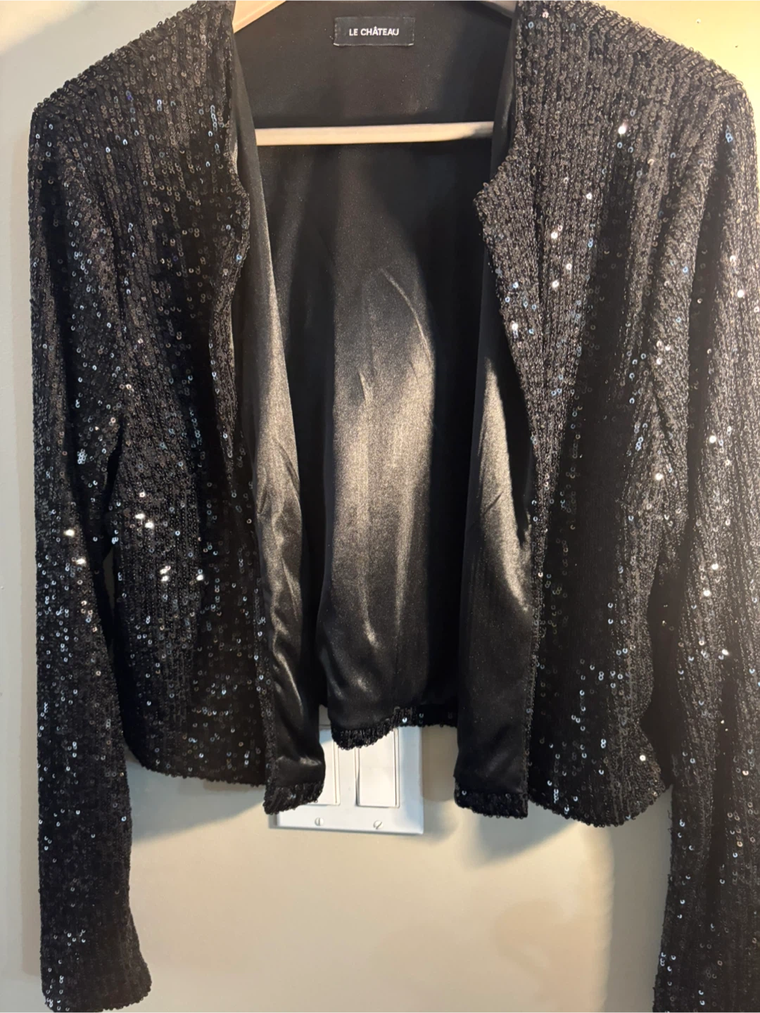 Le Château Black Sequin Cropped Jacket - photo 3