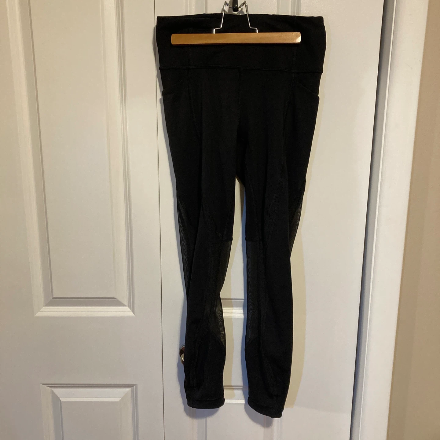 Black Lululemon Leggings with Mesh Panels