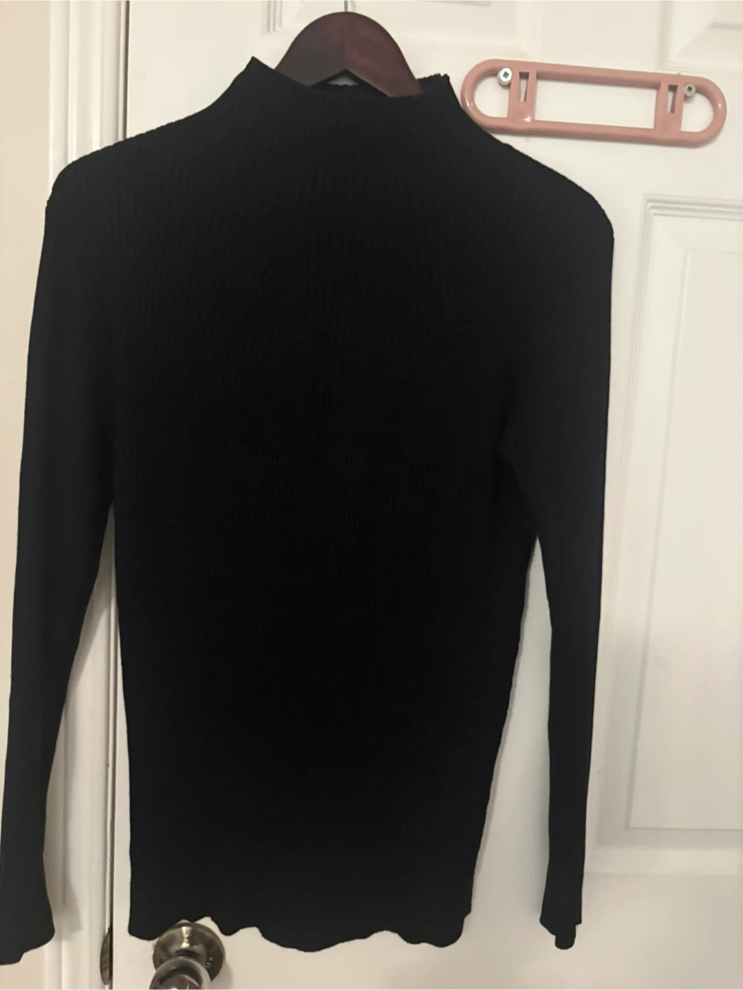 MAJORA Black Ribbed Mock Neck Sweater - XL/TG