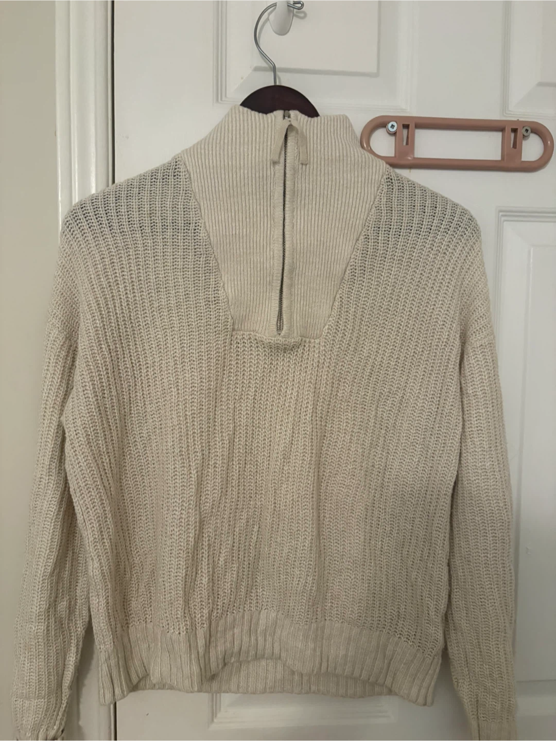Twik Par Simons Cream Ribbed Half-Zip Sweater - Size M - photo 3