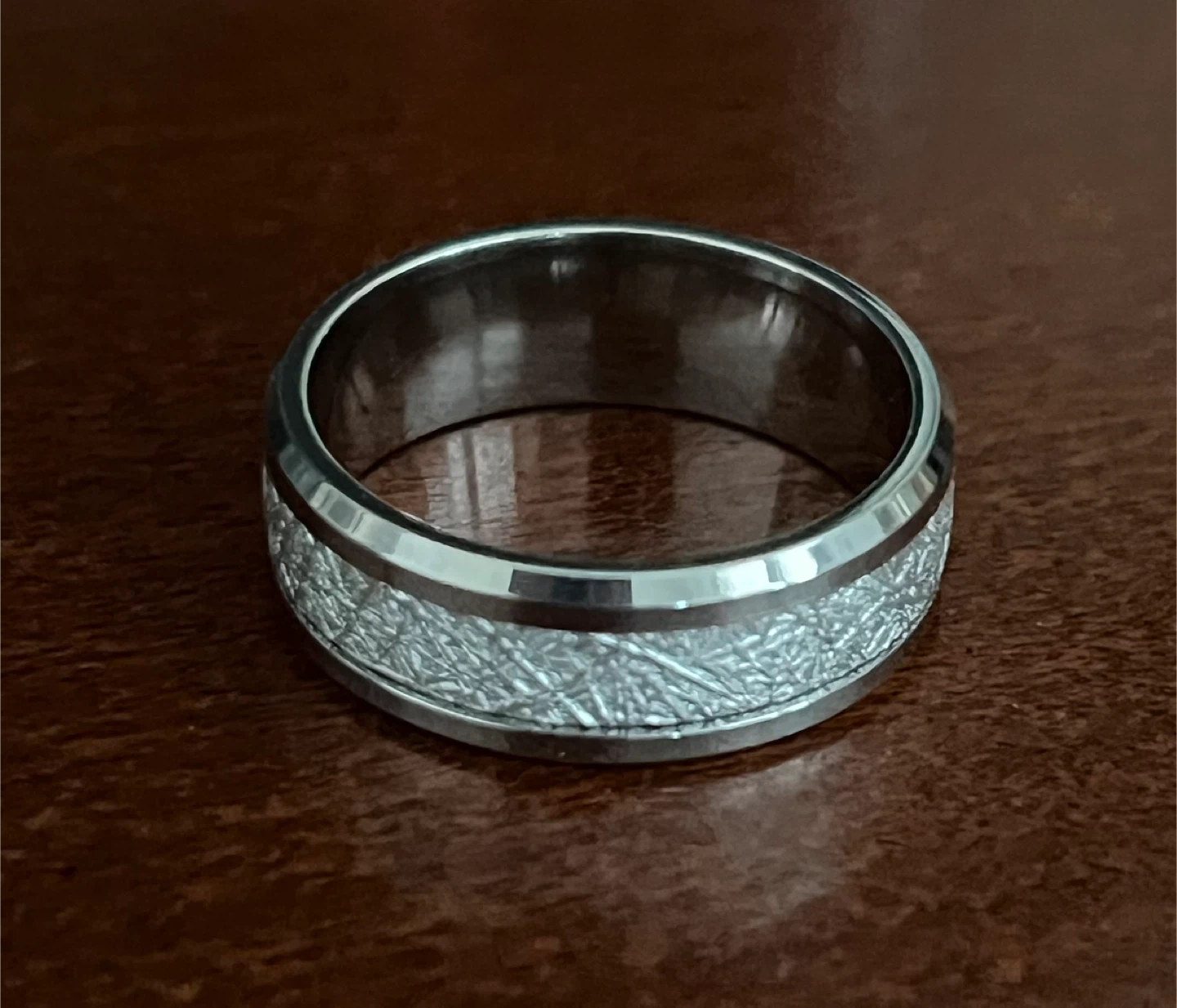 Men's Silver Textured Ring - photo 2