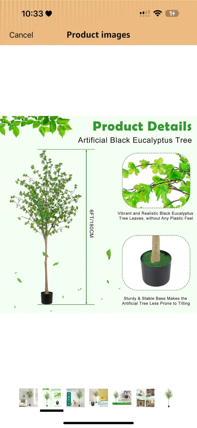 Artificial Black Eucalyptus Tree 6FT - photo 2