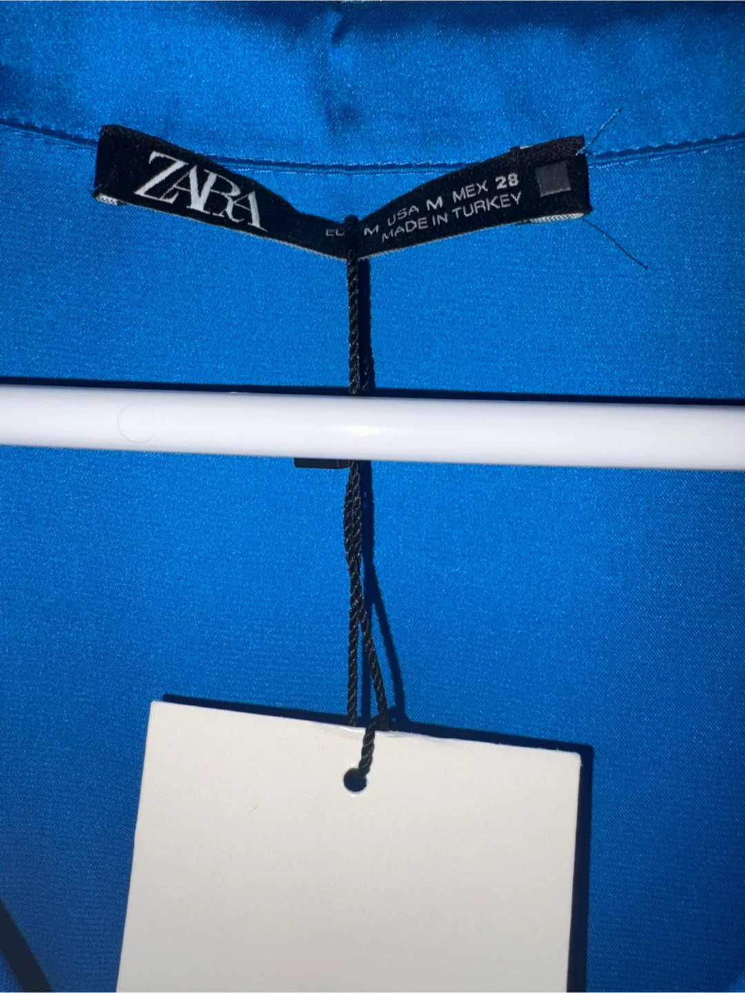 Zara Blue Satin Button-Up Shirt - Size M - photo 2