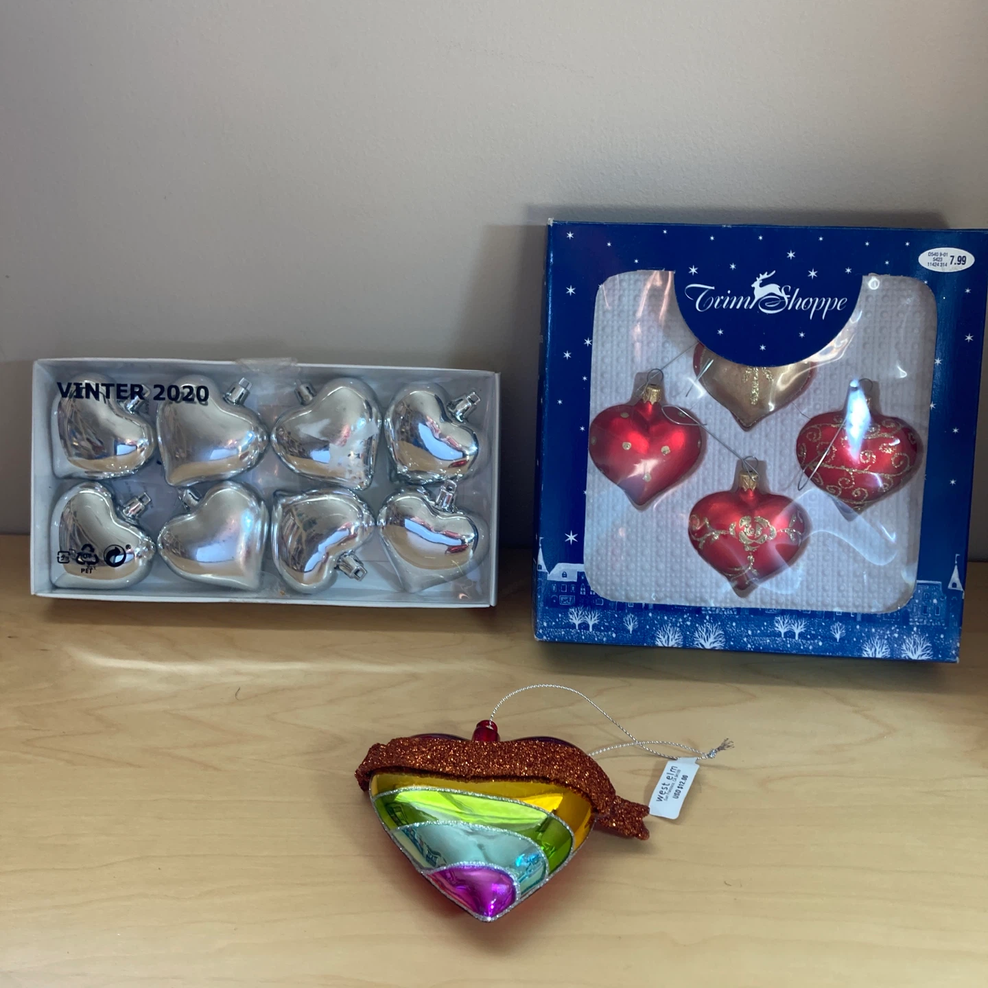 Heart Ornaments (Vintage, IKEA, West Elm)