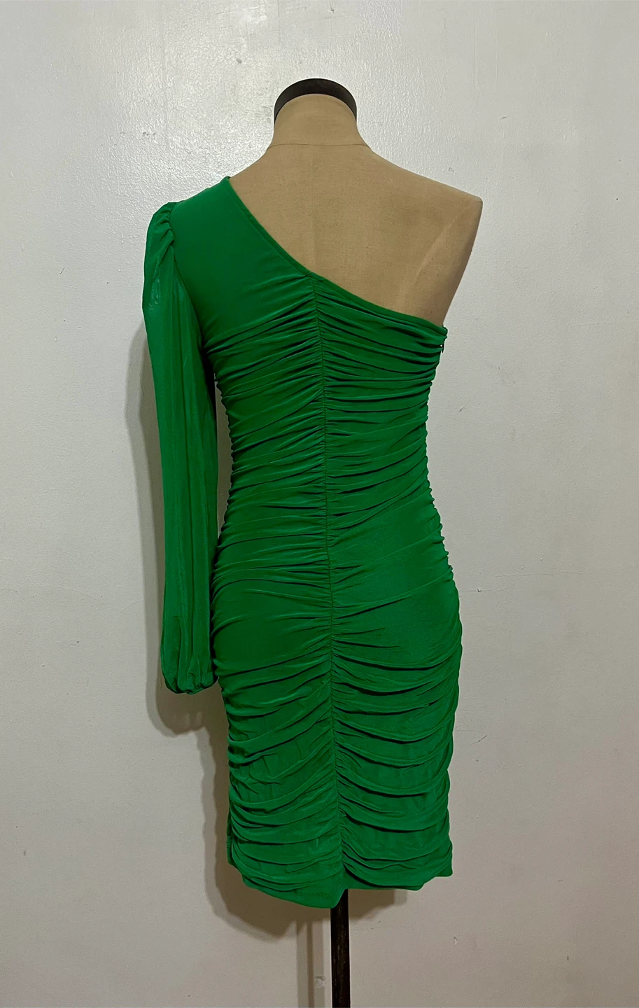 SHEIN SXY Ruched One-Shoulder Dress - Green Size Small - photo 2