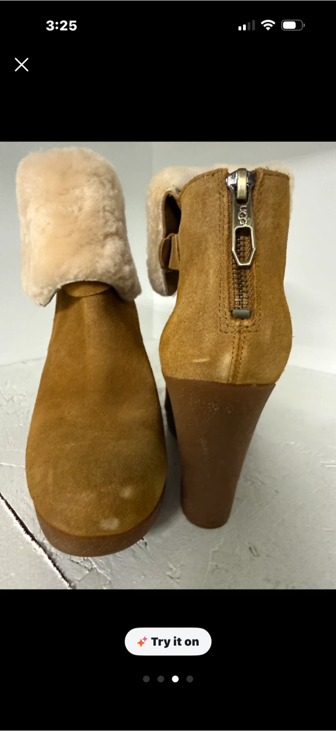 Ugg Suede Wedge Ankle Boots with Shearling Cuff - photo 3