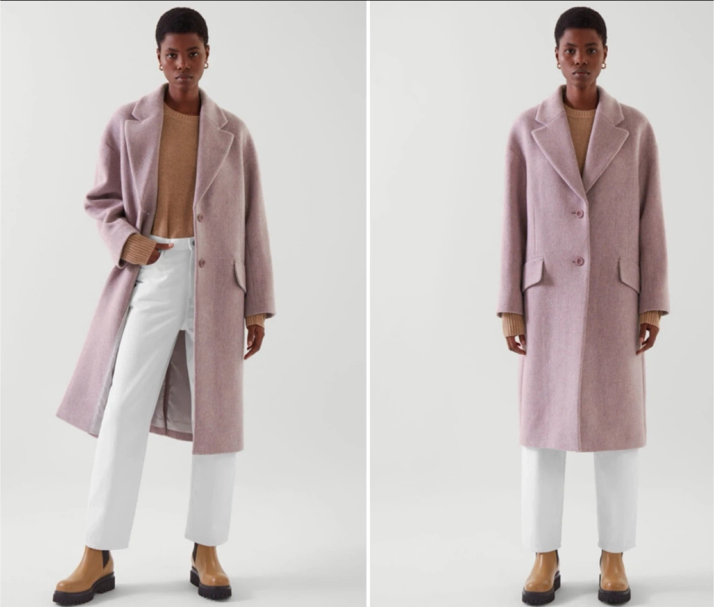 COS Women's Oversized Wool Blend Coat - Pink - photo 4