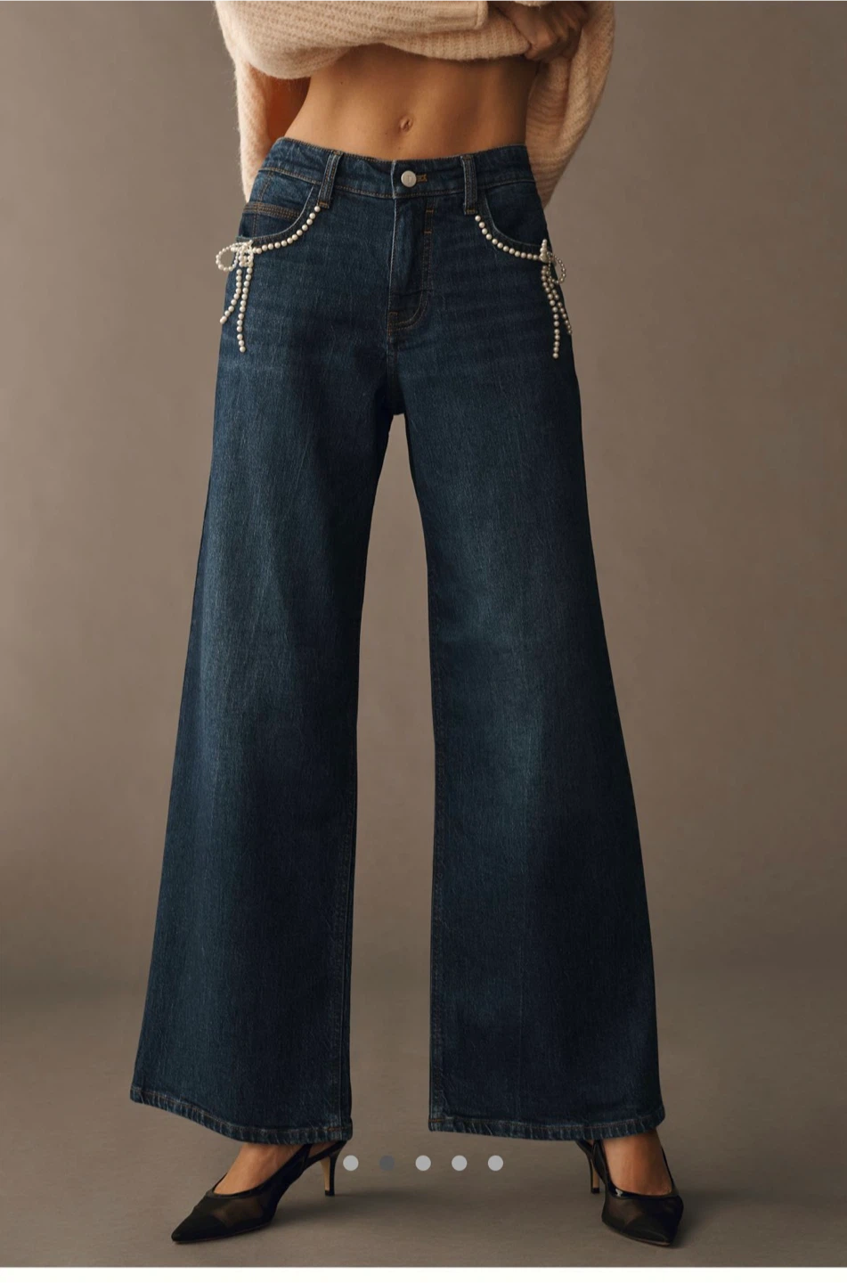 Anthropologie Wide Leg Jeans with Pearl Detail size 32P - photo 2