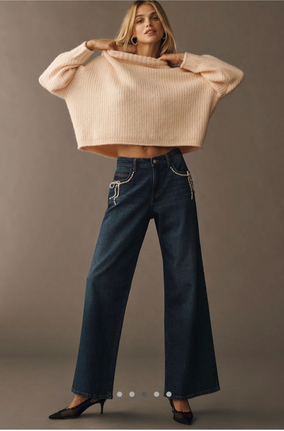 Anthropologie Wide Leg Jeans with Pearl Detail size 32P - photo 3