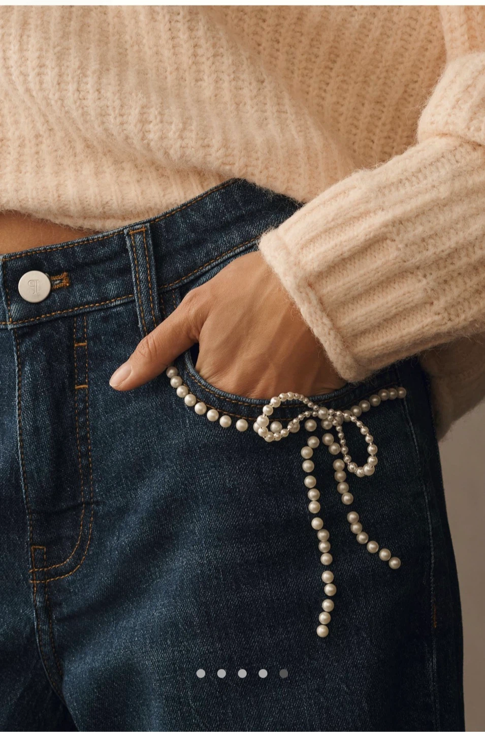 Anthropologie Wide Leg Jeans with Pearl Detail size 32P - photo 5
