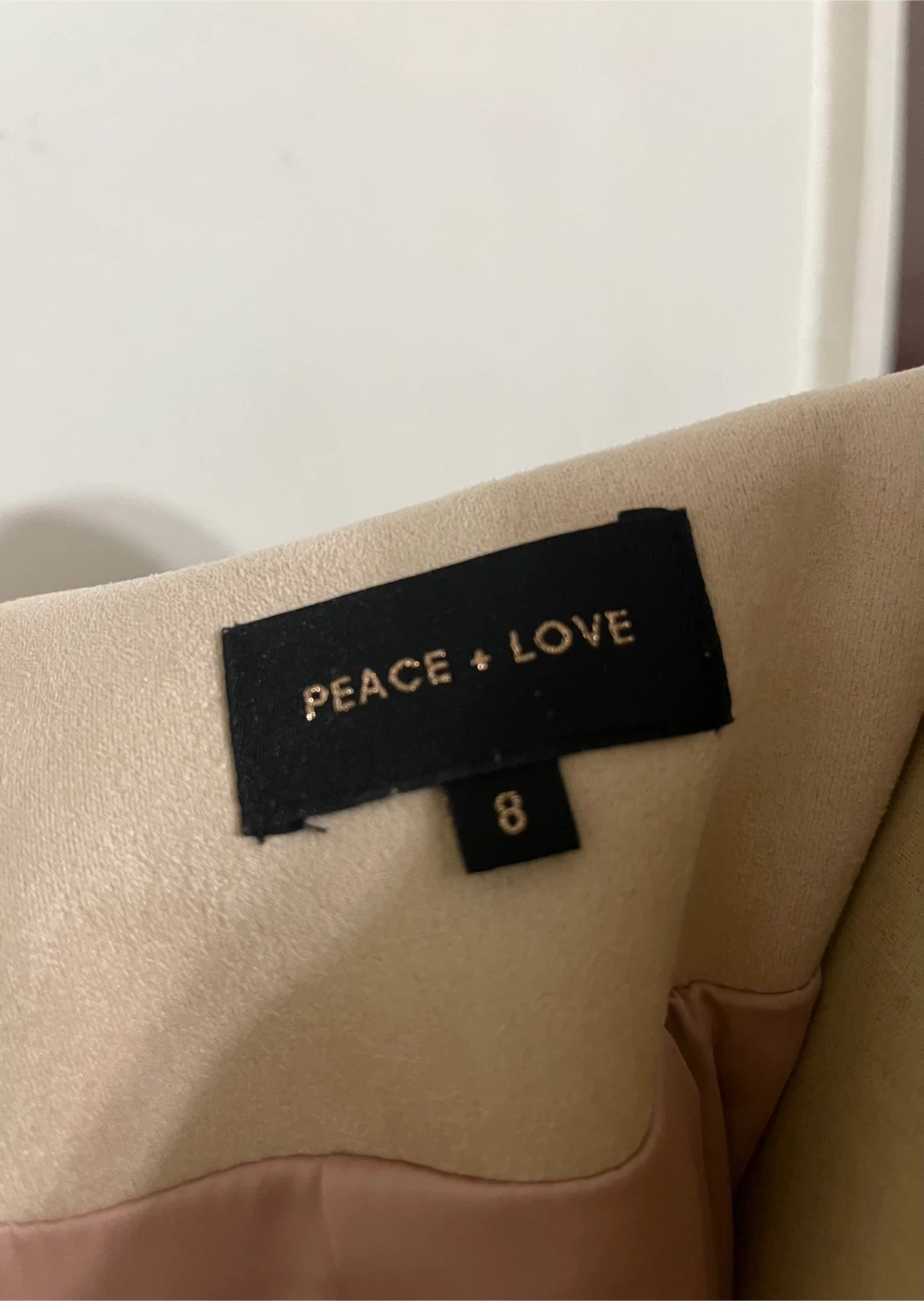 PEACE + LOVE Beige Suede Wrap Dress US 4/UK 8 - photo 5