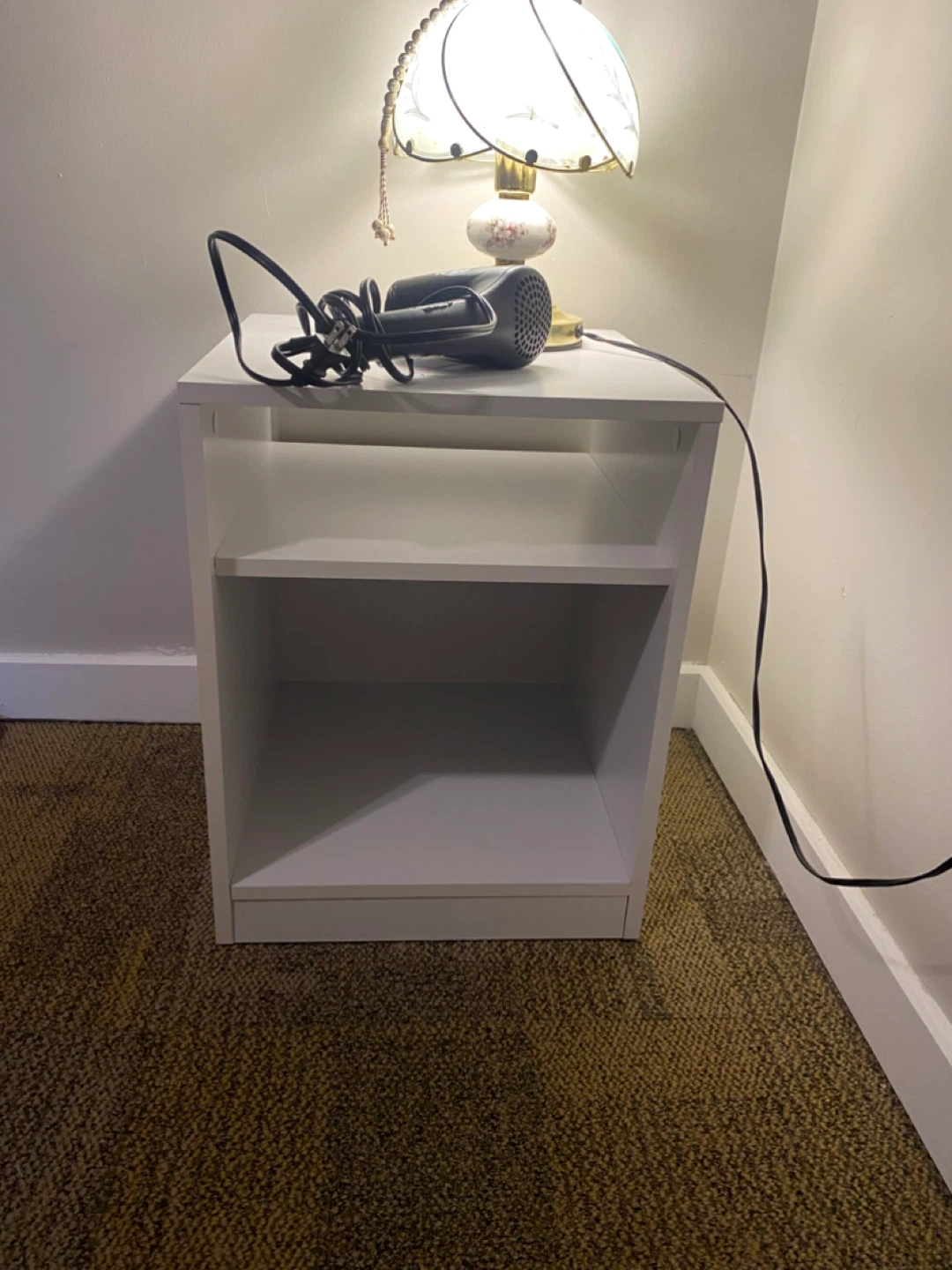 White bedside table 2 shelf