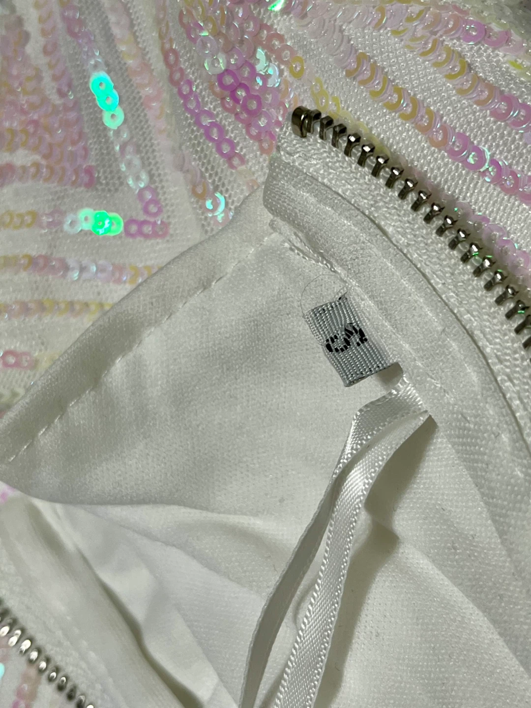 White Sequin One-Shoulder Dress - Size Small - photo 5