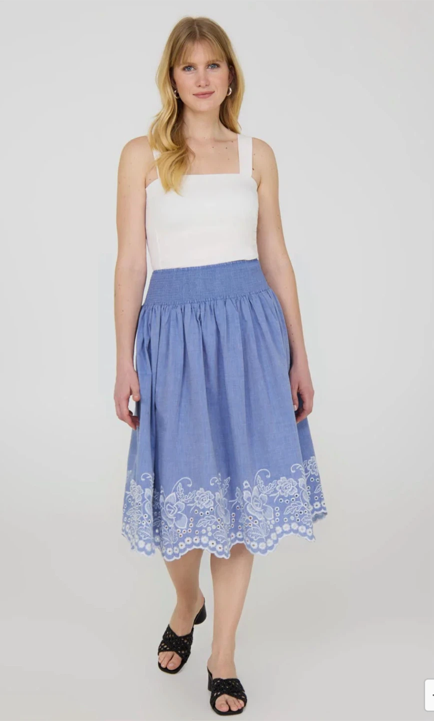 Embroidered Skirt with Smocked Waist ‼️final sale ‼️