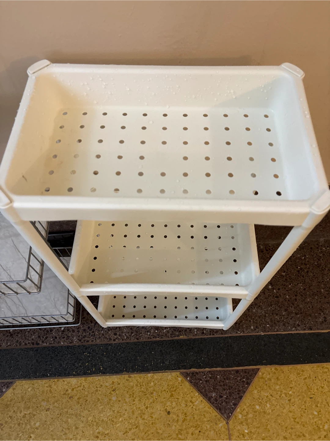 3-Tier Storage Shelves - White Plastic & Wire Basket - photo 2