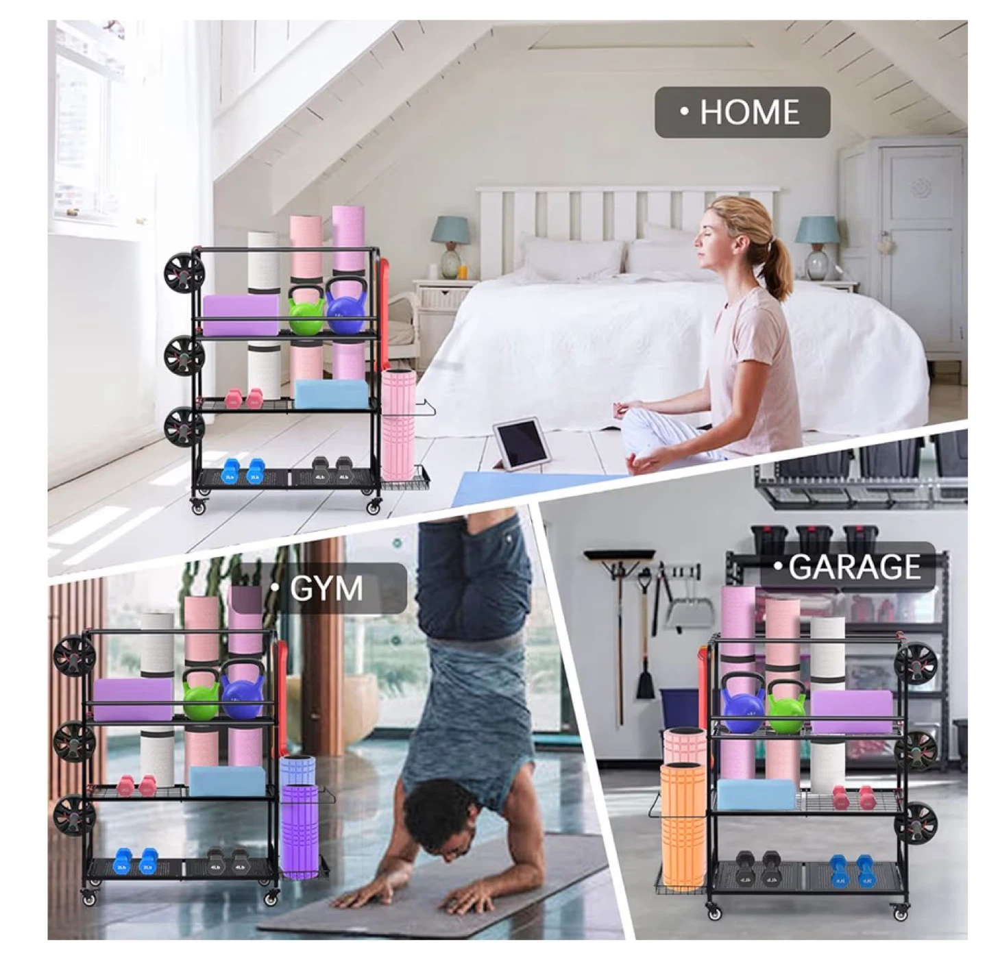 Home Gym Storage Rack for Yoga Mats, Dumbbells, and Kettlebells - photo 5