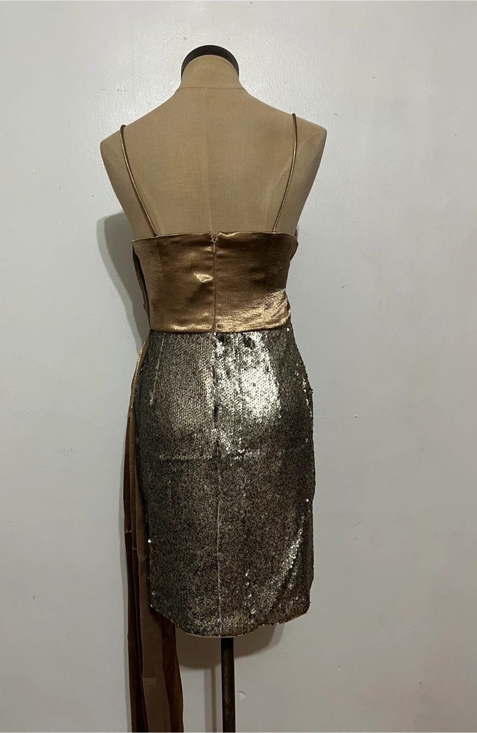 ASOS Gold Sequin & Satin Wrap Dress US 4 - photo 3