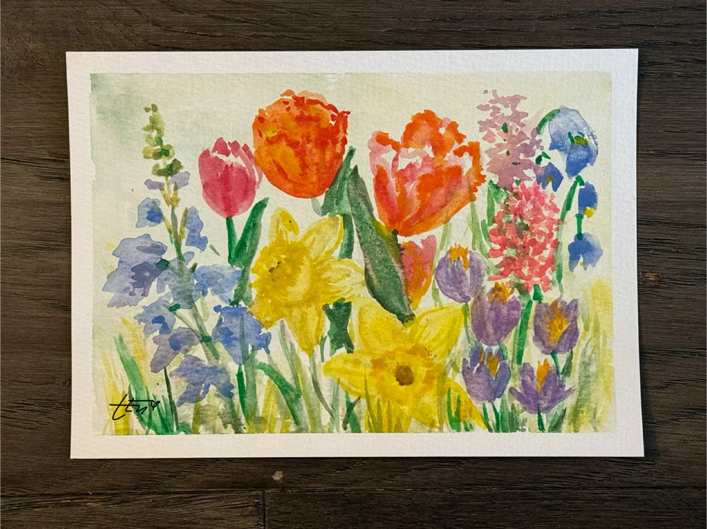 Original Watercolour Painting of Spring Flowers