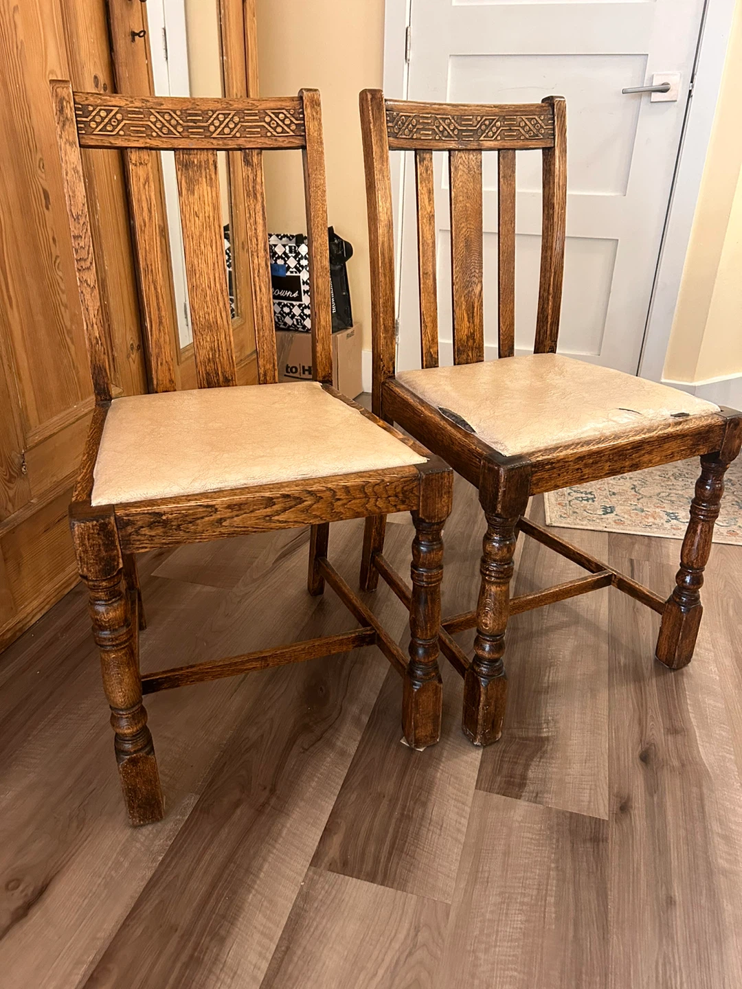 Set of 2 Vintage Wooden Chairs