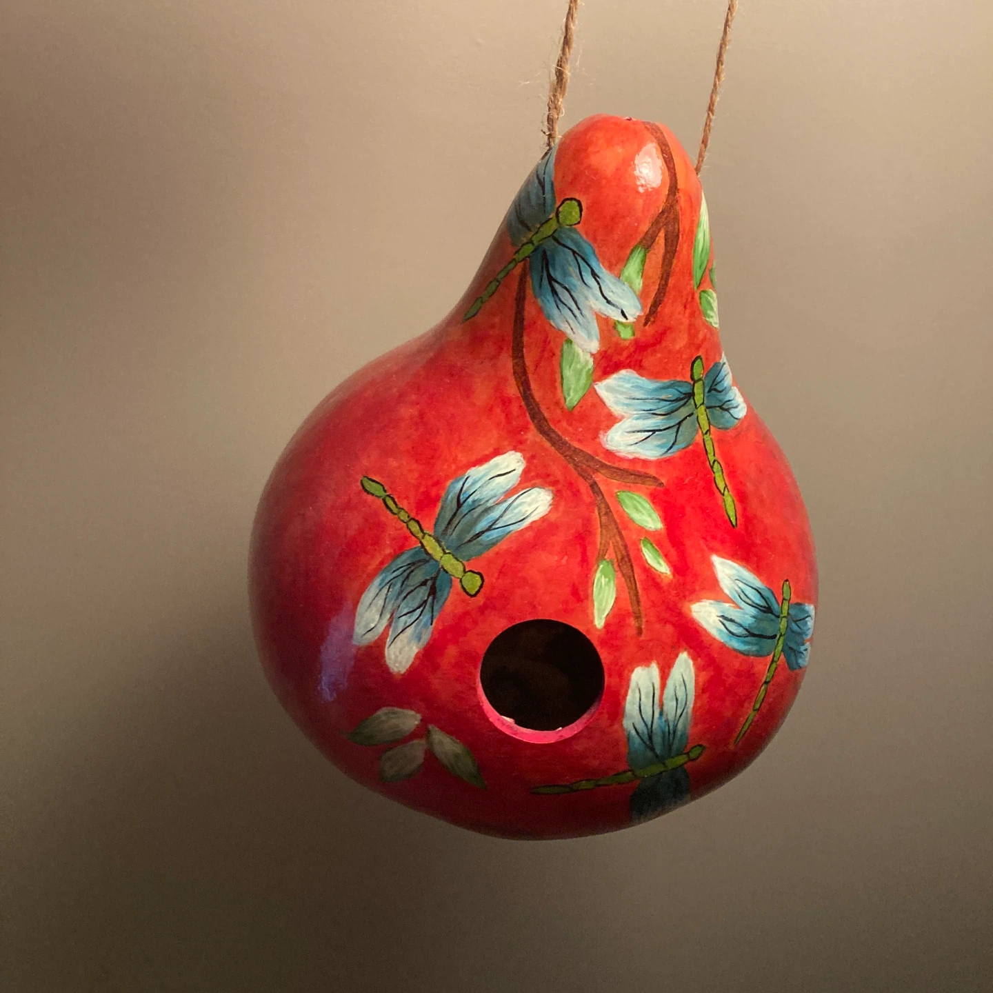 Hand-Painted Gourd Birdhouse