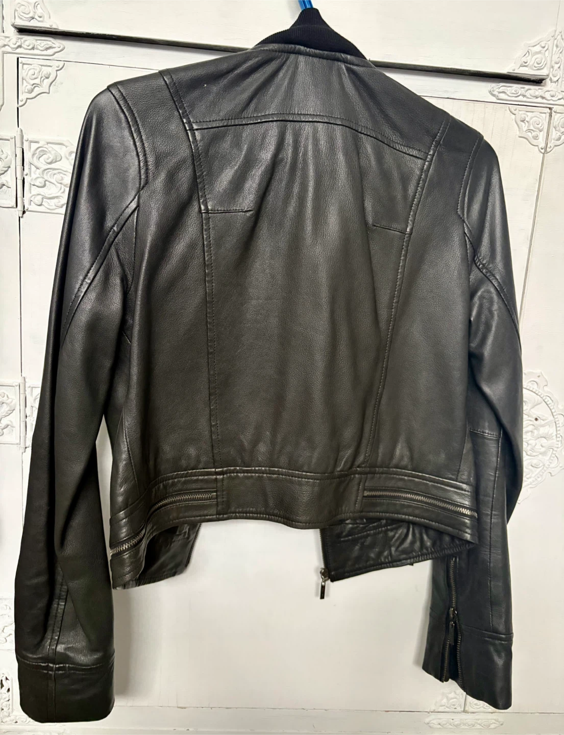 Marciano Black Leather Bomber Jacket Size S - photo 2