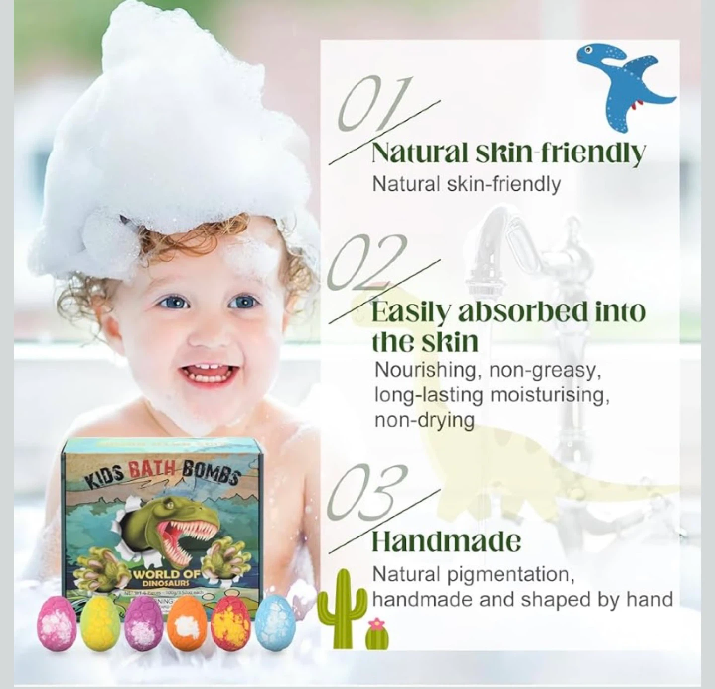 Brand New 6 Pack Bath Bombs with Surprise Dinosaurs - photo 3
