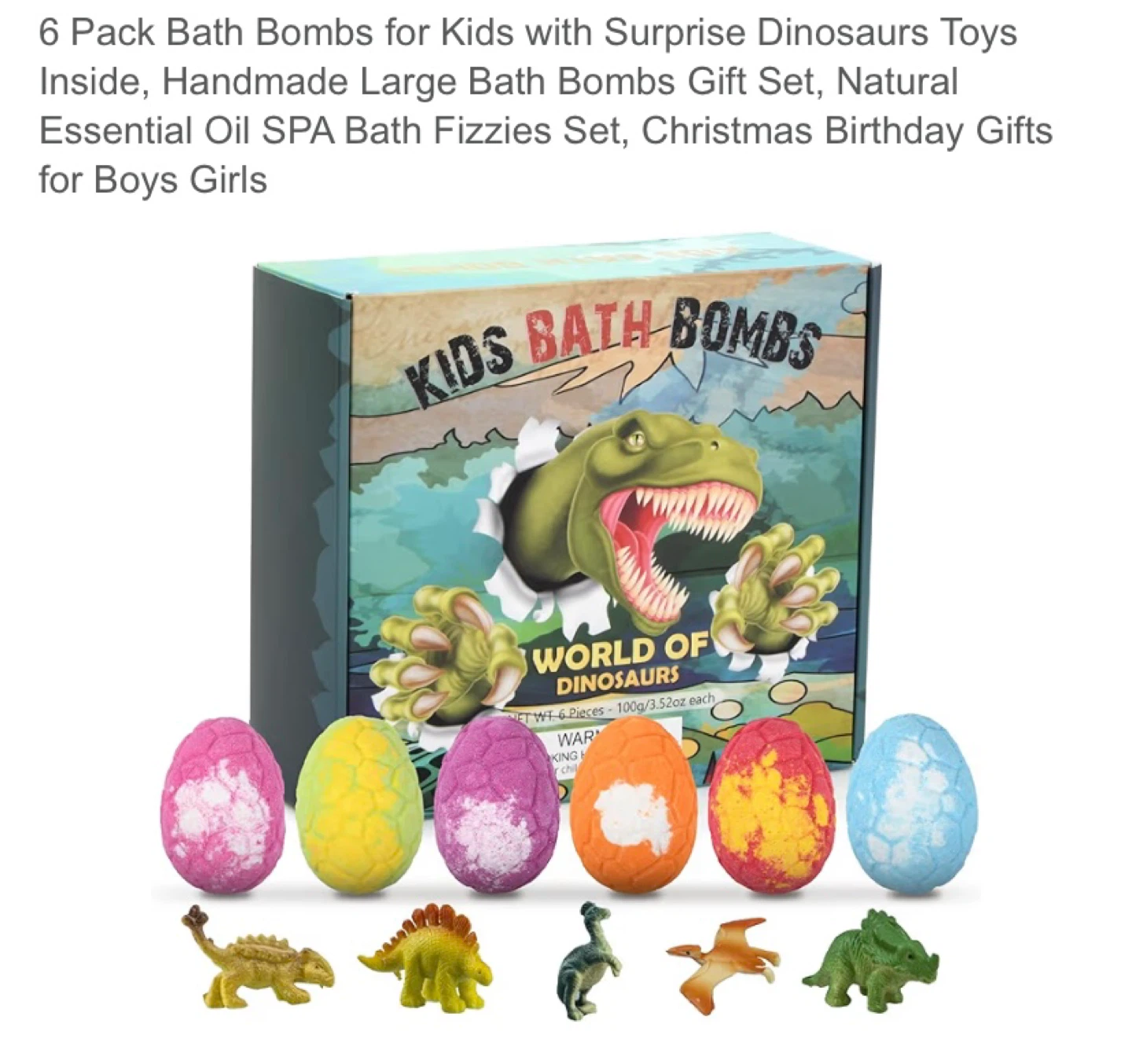 Brand New 6 Pack Bath Bombs with Surprise Dinosaurs