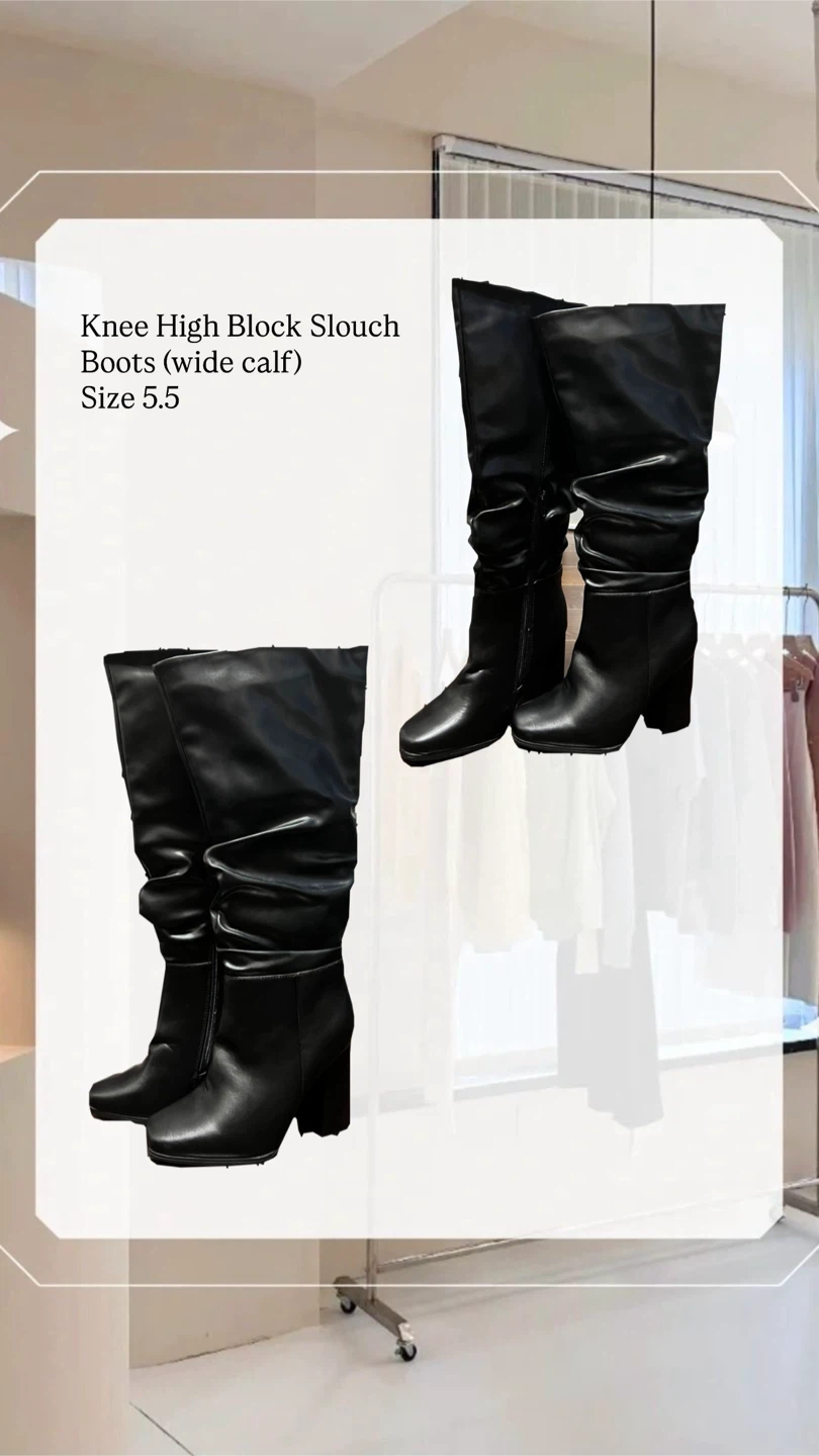 Knee High Block Slouch Boots(wide calf)- Size 5.5