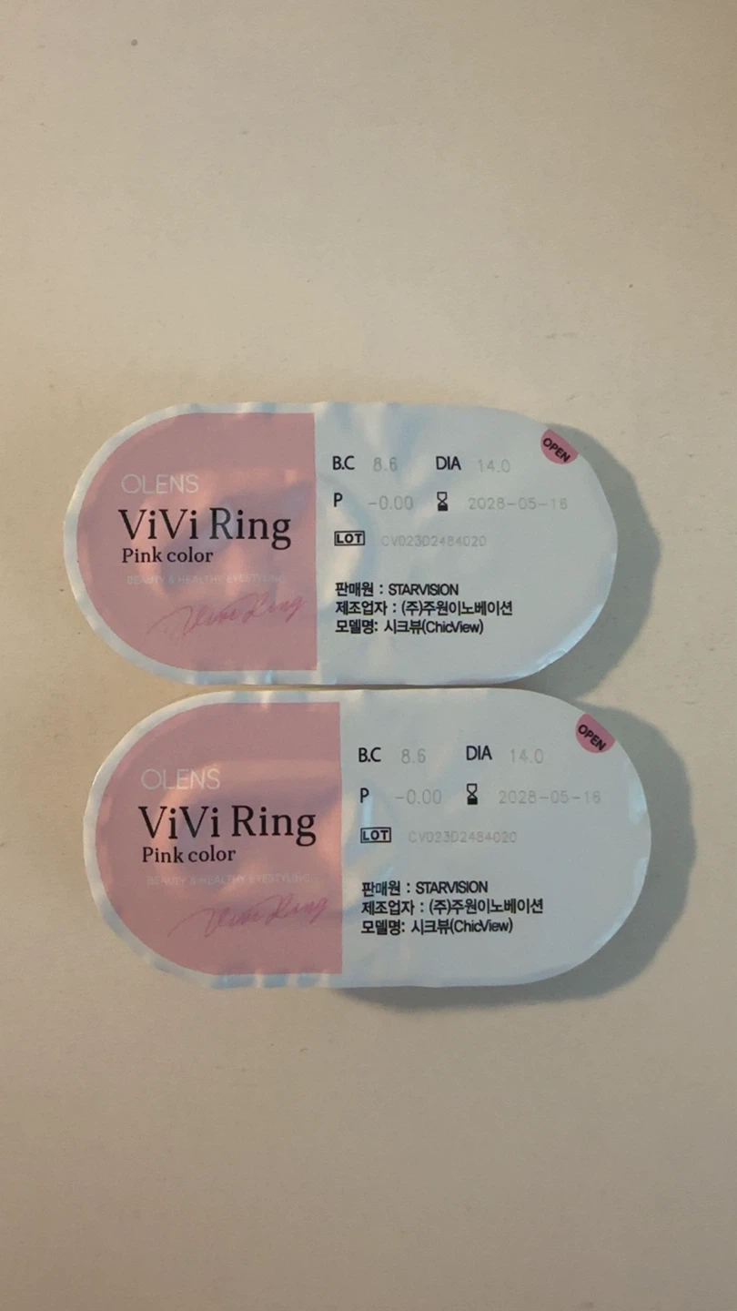 Brand New-OLENS ViVi Ring Pink 1-Month Contact Lenses