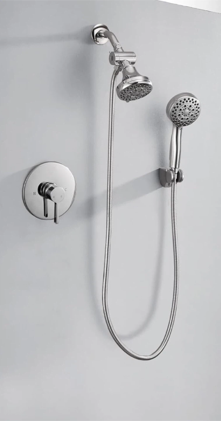 FRANSITON High Pressure 5-Spray Rain Chrome Shower Faucet Set