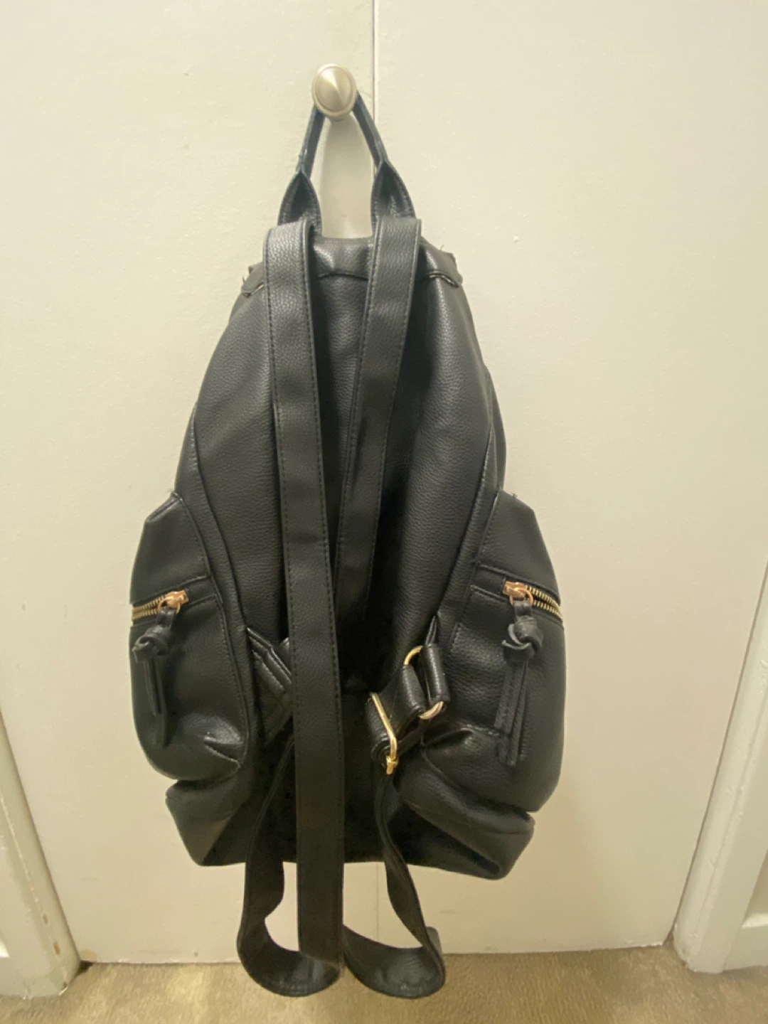 Black Faux Leather Backpack - photo 2