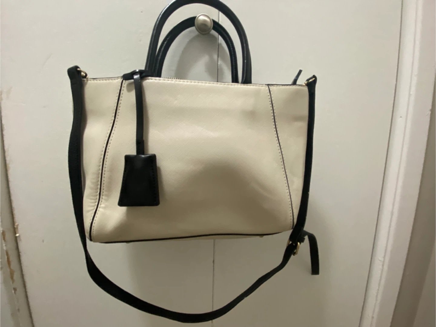 Cream and Black Handbag