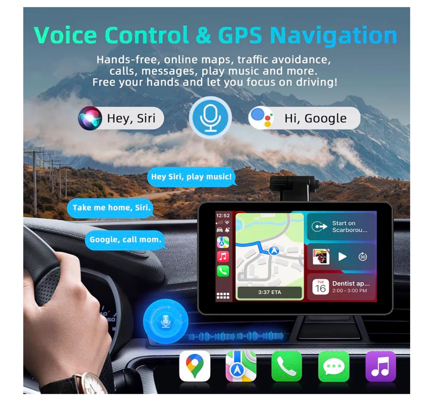 7 Inch Apple CarPlay & Android Auto Touchscreen Car Display 7AS - photo 3