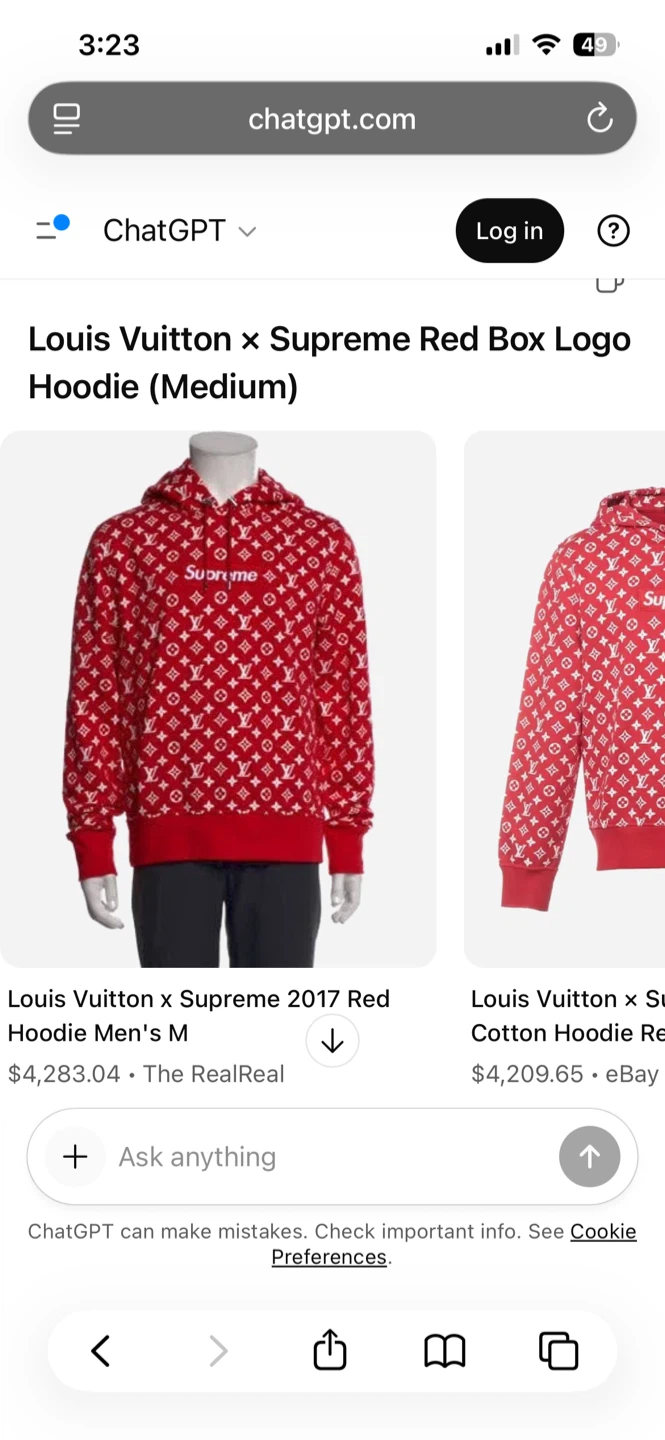Louis Vuitton x Supreme Red Box Logo Hoodie (Medium)