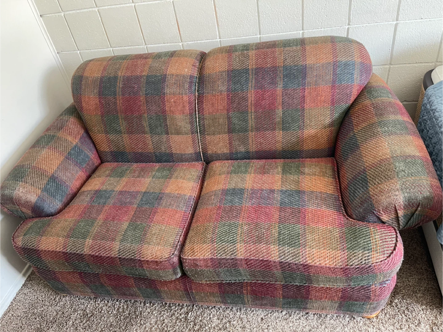 Plaid Loveseat Sofa