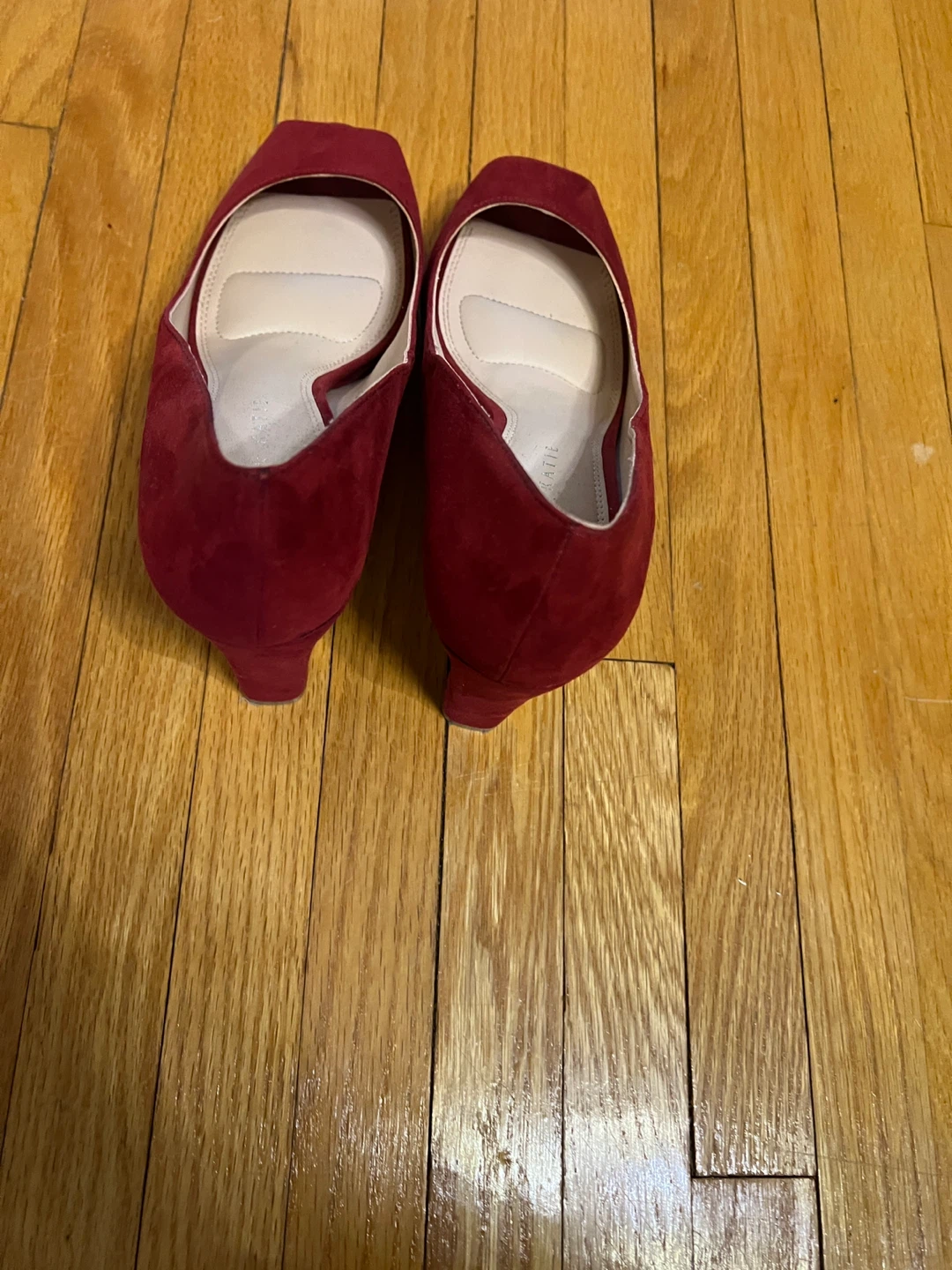 Kelly & Katie Red Suede Peep-Toe Heels - photo 4