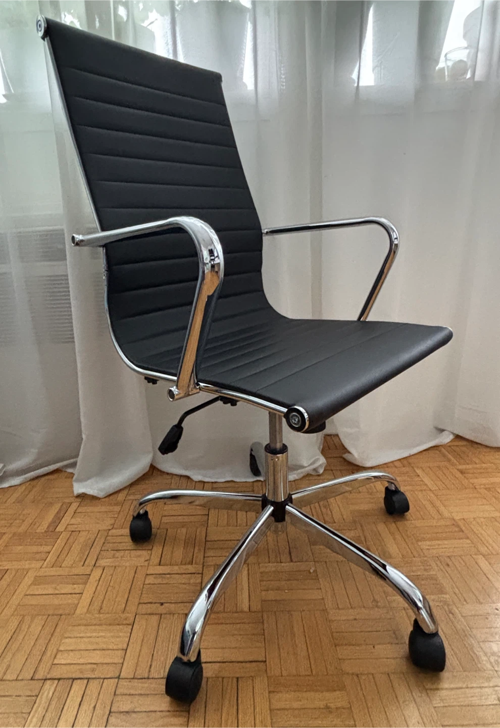 Black Executive Office Chair with Chrome Accents