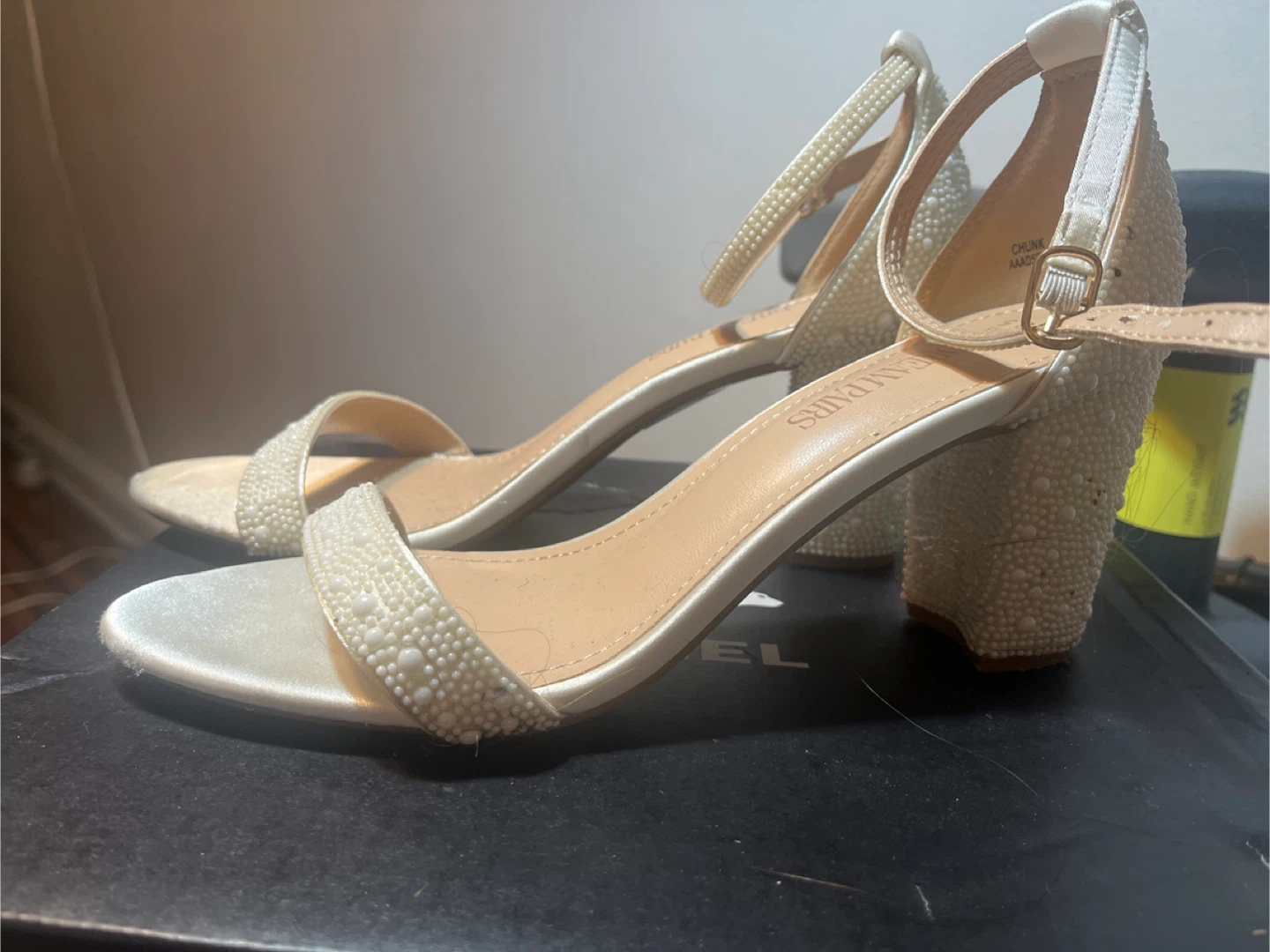 Exclusive Pairs Embellished Pearl Block Heels - White - photo 2