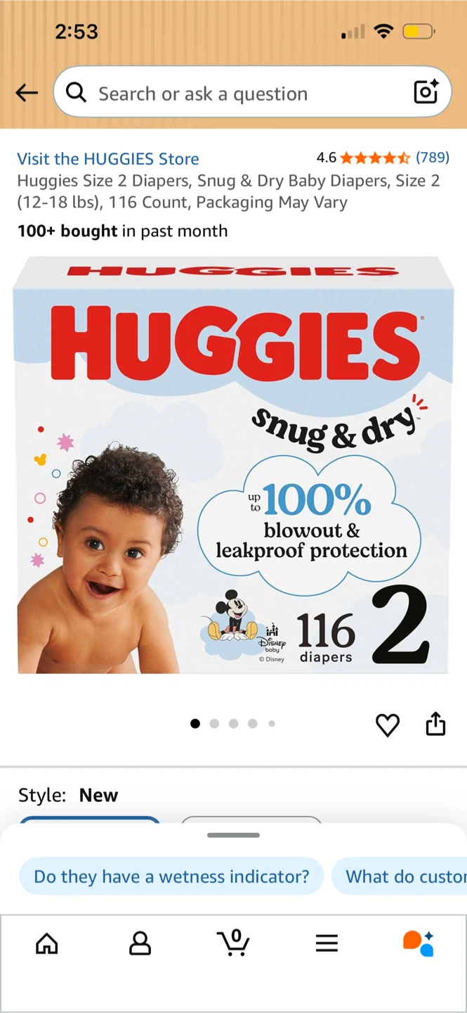 Huggies Snug & Dry Diapers Size 2, 116 Count