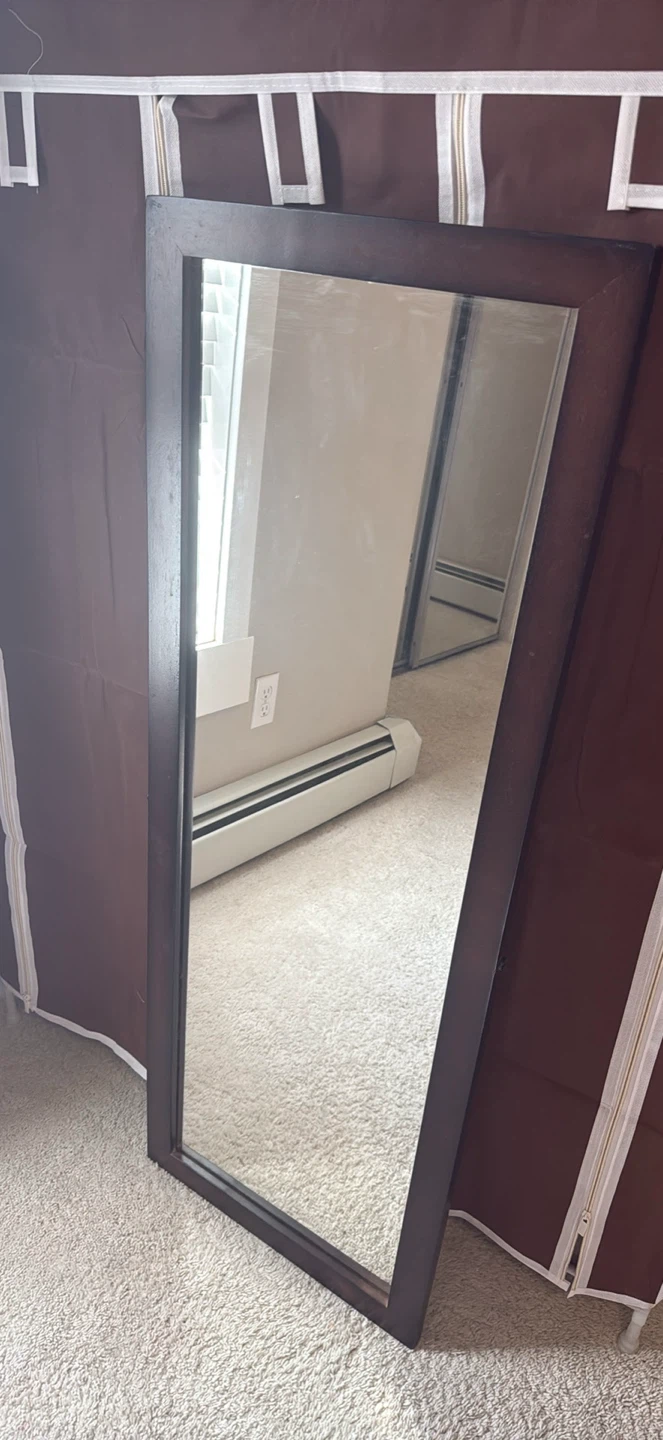 Dark Wood Framed Floor Mirror