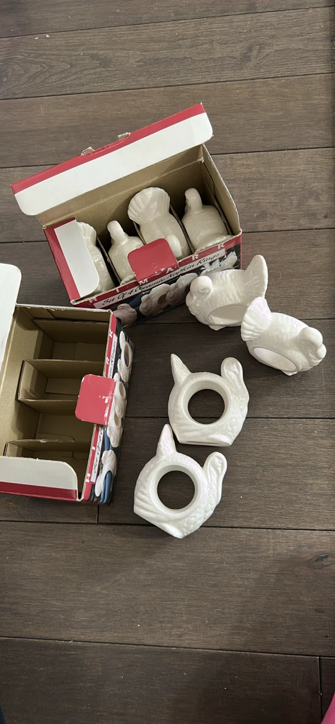 Set of 4 Ceramic Turkey Napkin Rings - photo 3