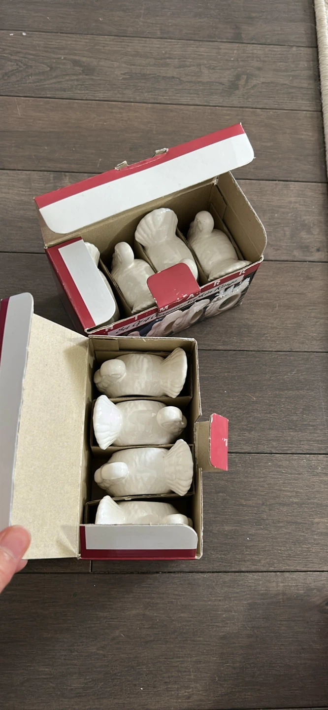 Set of 4 Ceramic Turkey Napkin Rings