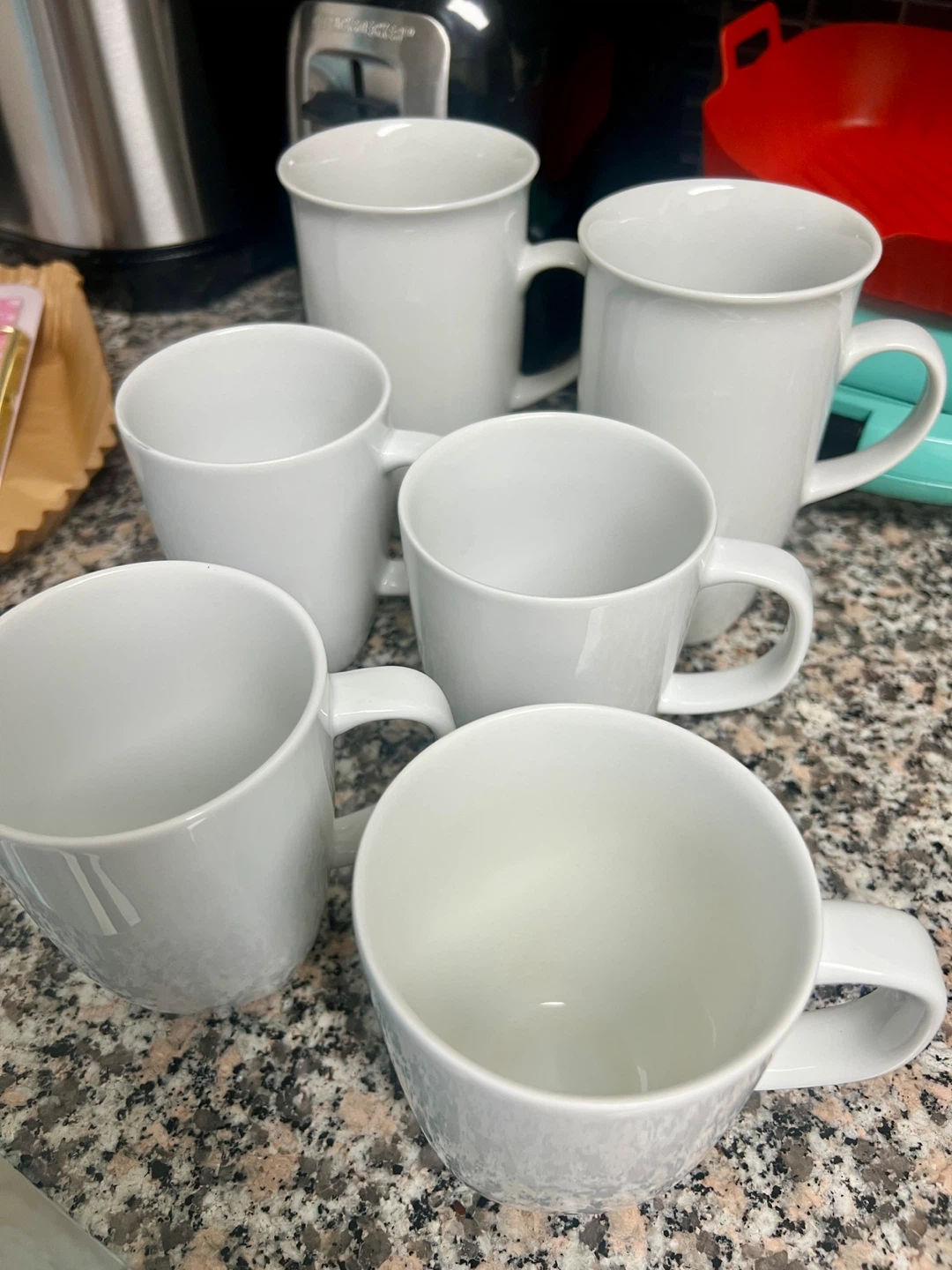 Set of 6 White Ceramic Mugs