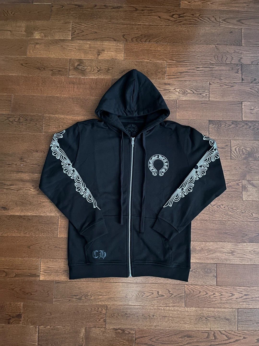 Chrome Hearts Horseshoe Floral Full Zip Up Hoodie (NEW, Medium)