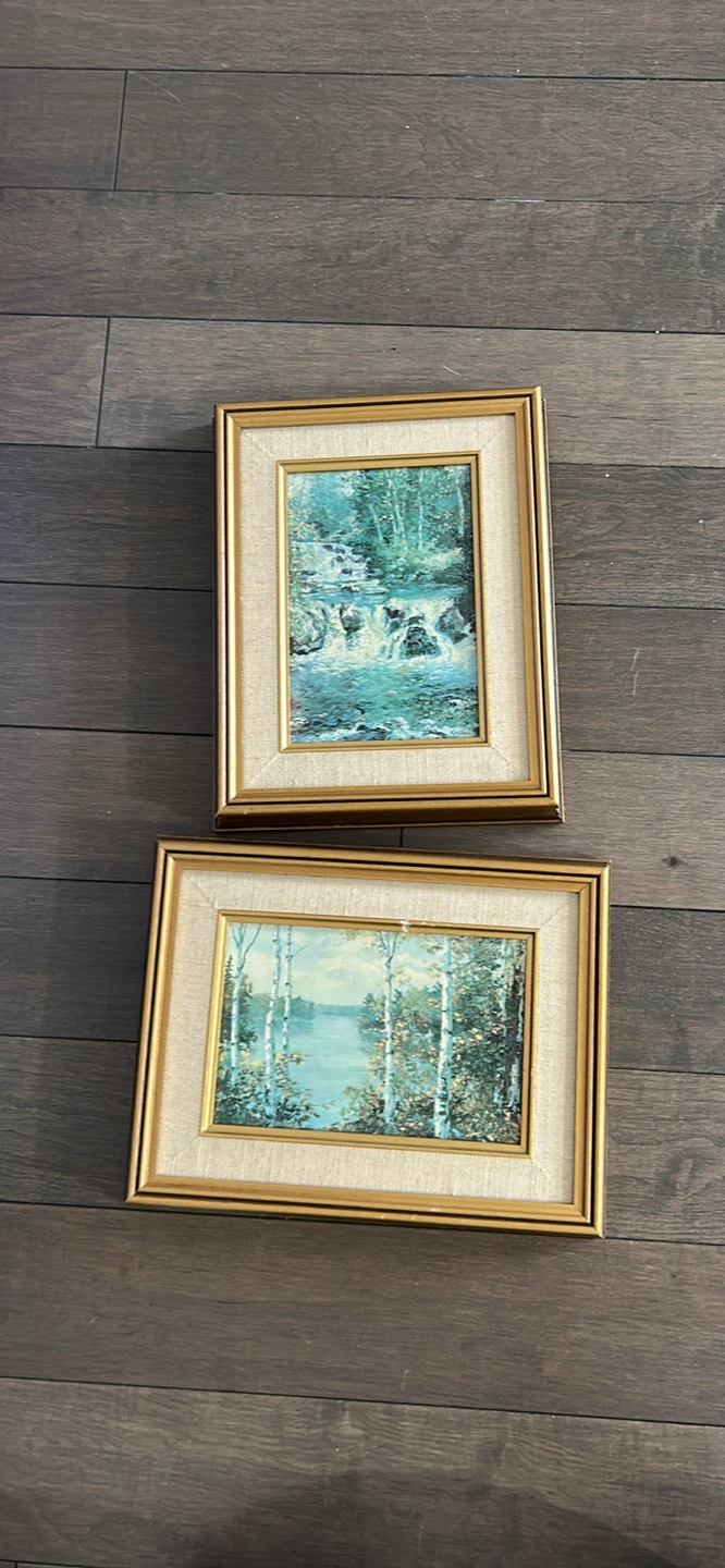 Set of 2 Framed Art Prints: Kawartha Lake & Falls, Snow Road