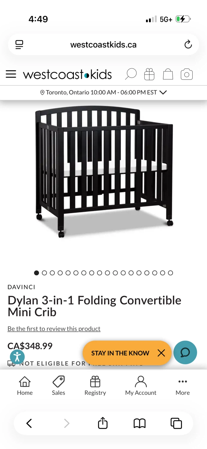 Davinci Dylan 3-in-1 Folding Convertible Mini Crib