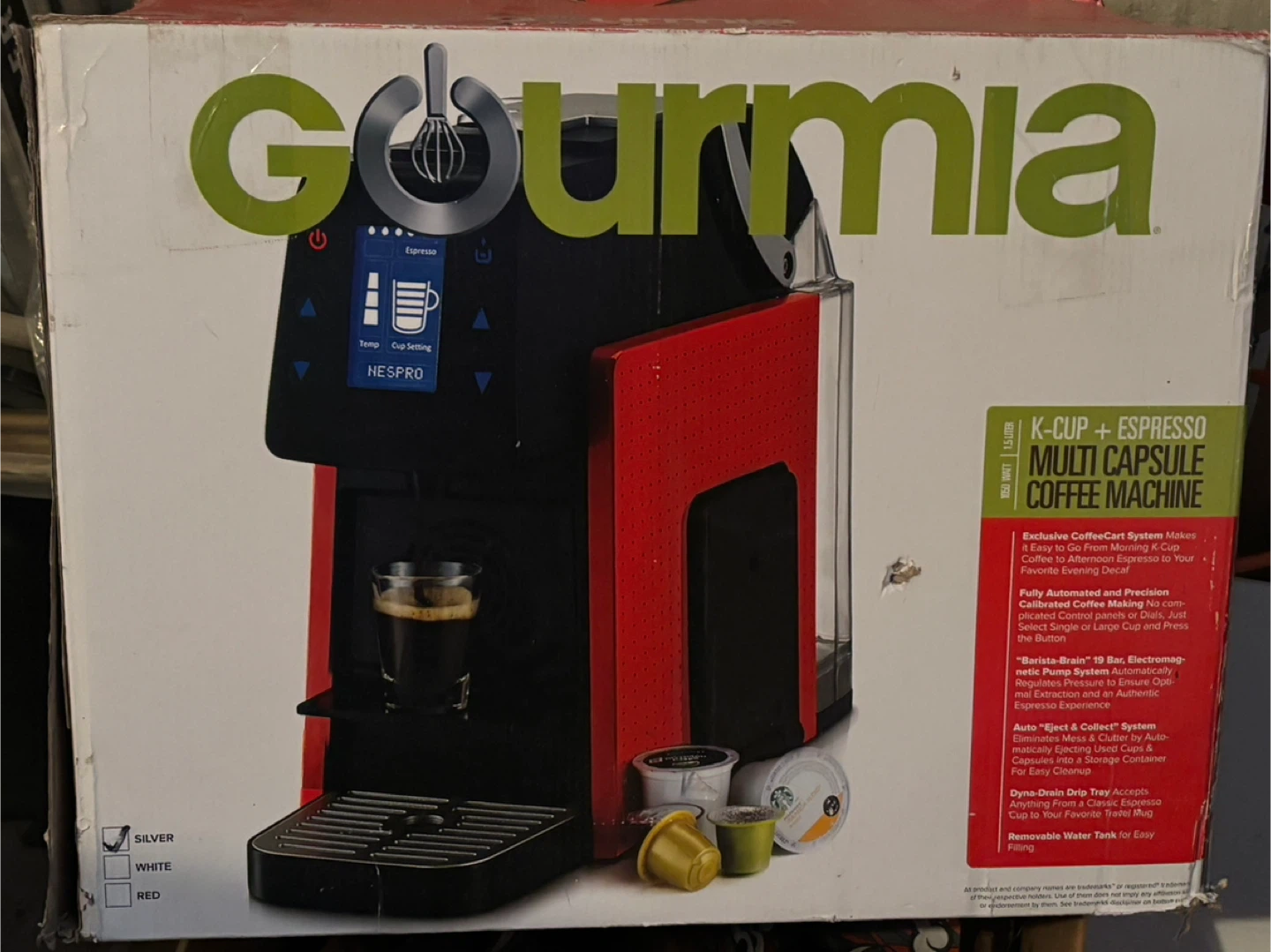 Gourmia K-Cup + Espresso Multi Capsule Coffee Machine