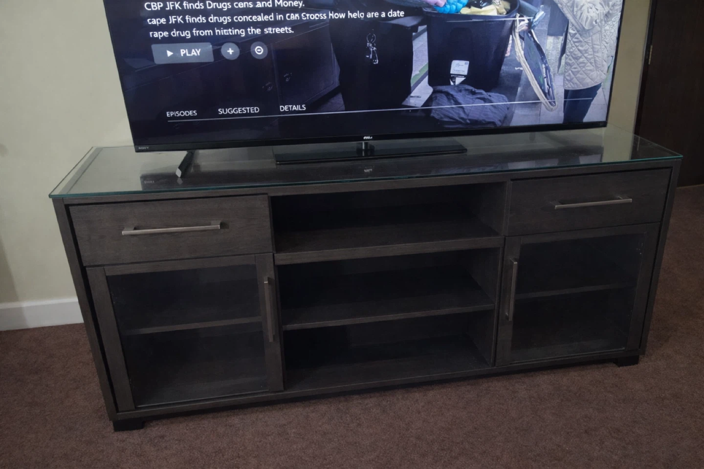 Modern TV Stand with Glass Top