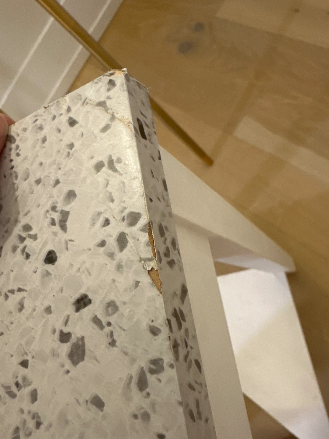 White Side Table with Terrazzo Top - photo 4